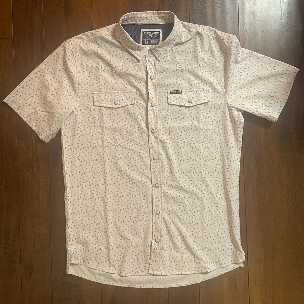 Stockyard supply co men’s button up shirt short sleeve medium bluebonnet pearl